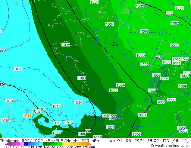 Thck 500-1000hPa Arpege-eu We 01.05.2024 18 UTC