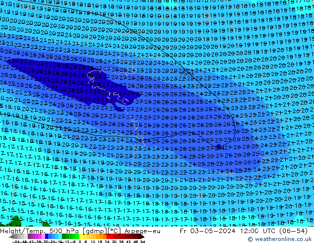 Height/Temp. 500 hPa Arpege-eu pt. 03.05.2024 12 UTC