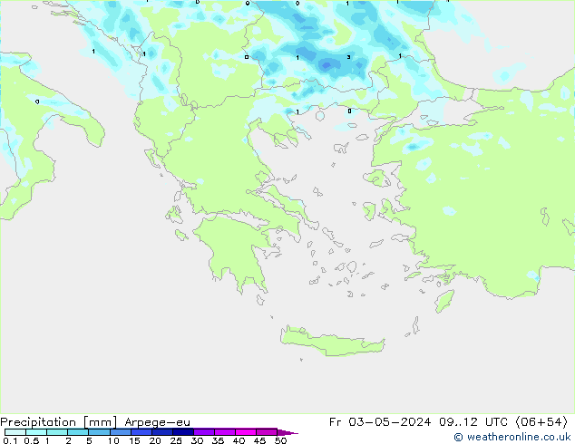 Precipitación Arpege-eu vie 03.05.2024 12 UTC