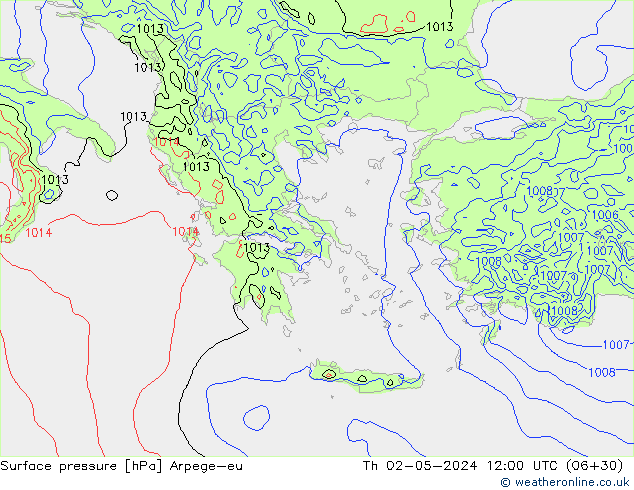 pressão do solo Arpege-eu Qui 02.05.2024 12 UTC