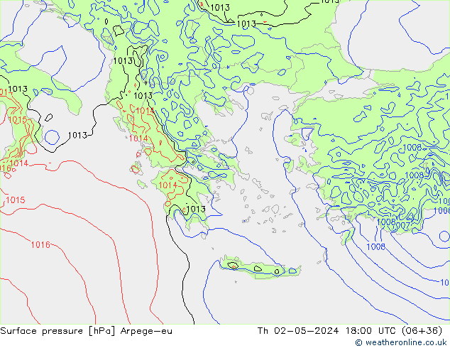 pressão do solo Arpege-eu Qui 02.05.2024 18 UTC