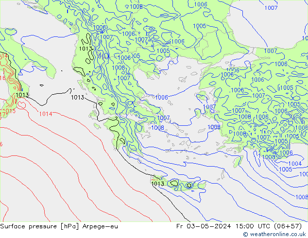 Luchtdruk (Grond) Arpege-eu vr 03.05.2024 15 UTC