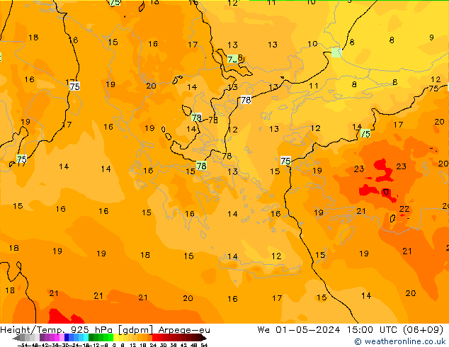 Height/Temp. 925 hPa Arpege-eu We 01.05.2024 15 UTC