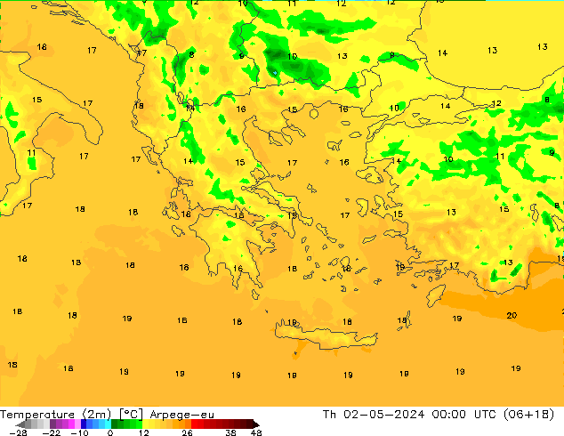 карта температуры Arpege-eu чт 02.05.2024 00 UTC