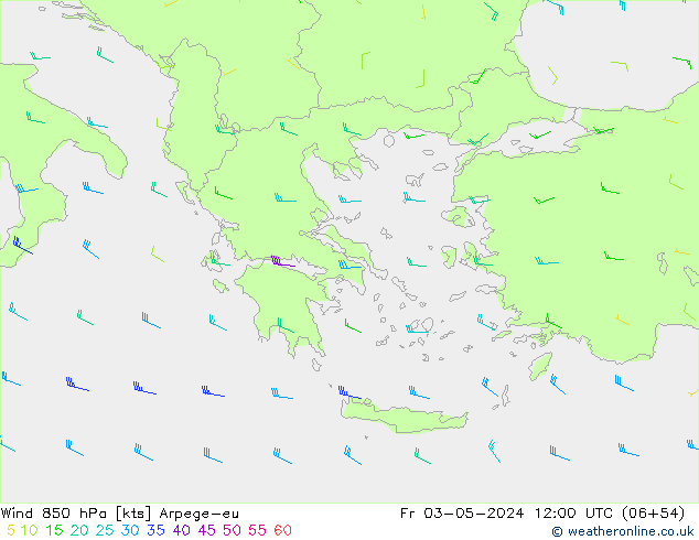 Wind 850 hPa Arpege-eu vr 03.05.2024 12 UTC