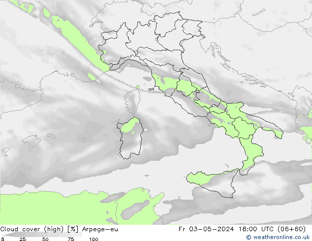 Nuages (élevé) Arpege-eu ven 03.05.2024 18 UTC