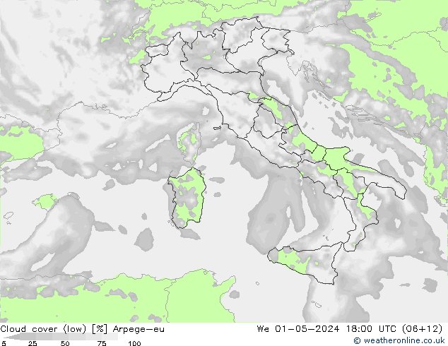 nuvens (baixo) Arpege-eu Qua 01.05.2024 18 UTC