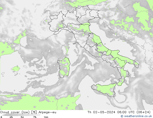 Nuages (bas) Arpege-eu jeu 02.05.2024 06 UTC