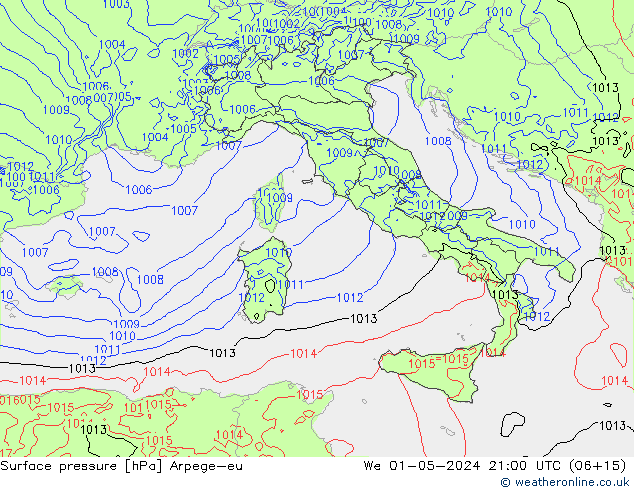 pressão do solo Arpege-eu Qua 01.05.2024 21 UTC