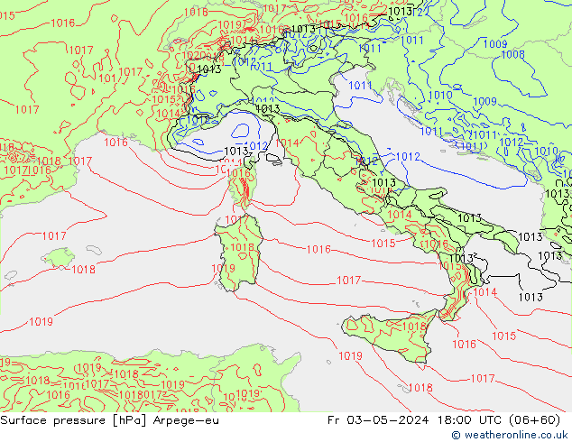 Luchtdruk (Grond) Arpege-eu vr 03.05.2024 18 UTC