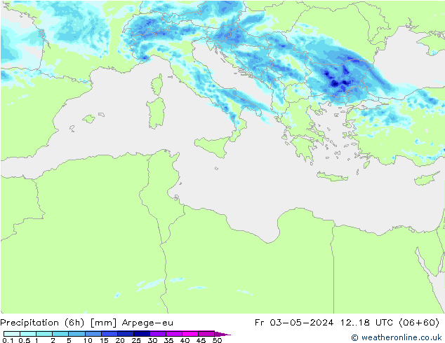 Precipitation (6h) Arpege-eu Fr 03.05.2024 18 UTC