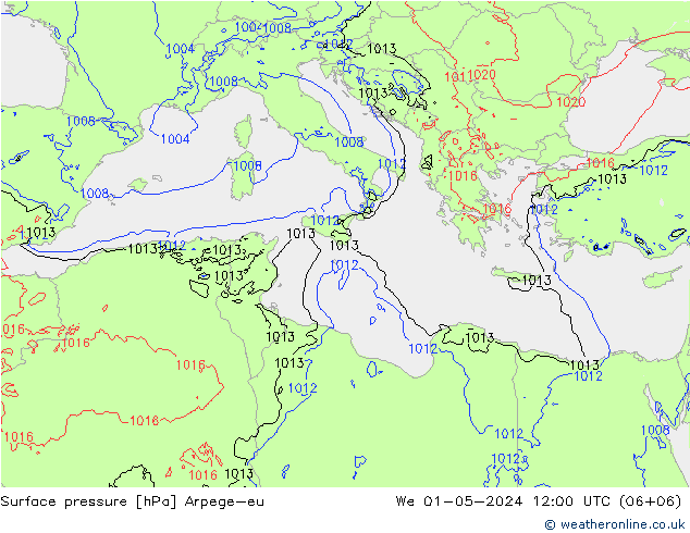 Yer basıncı Arpege-eu Çar 01.05.2024 12 UTC