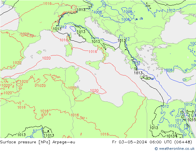 Surface pressure Arpege-eu Fr 03.05.2024 06 UTC