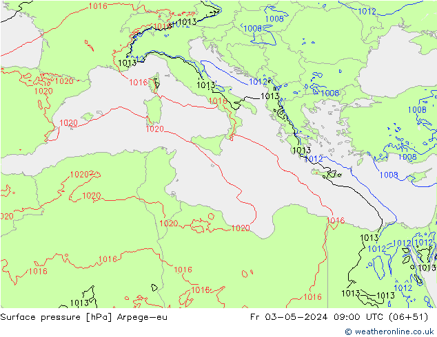 Luchtdruk (Grond) Arpege-eu vr 03.05.2024 09 UTC