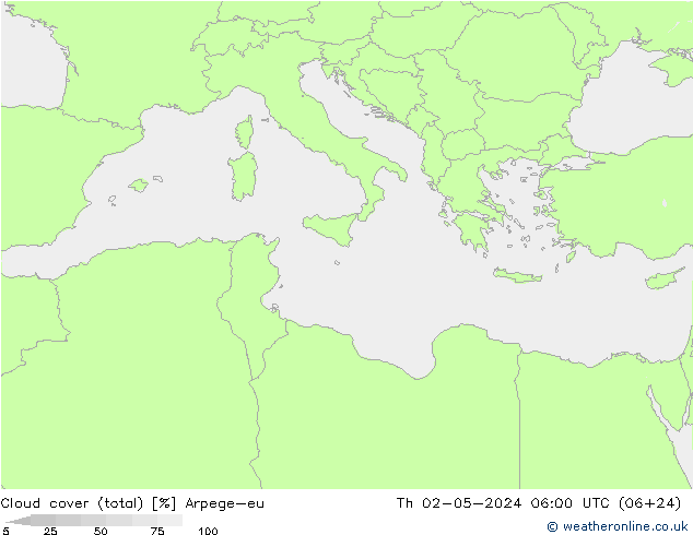 Bulutlar (toplam) Arpege-eu Per 02.05.2024 06 UTC