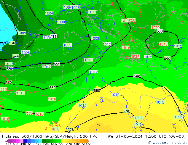 Thck 500-1000hPa Arpege-eu We 01.05.2024 12 UTC