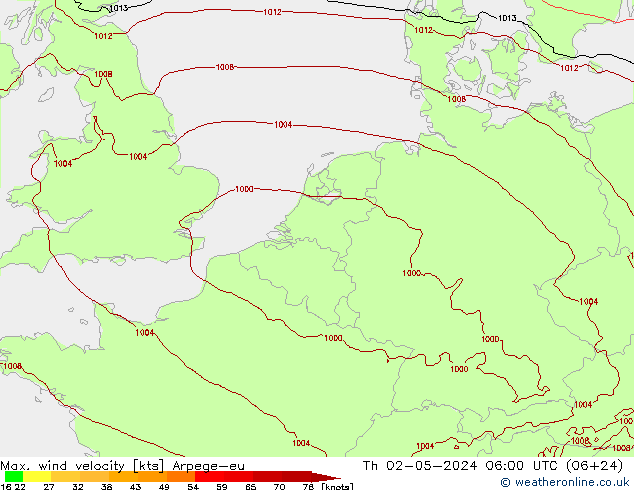 Max. wind snelheid Arpege-eu do 02.05.2024 06 UTC