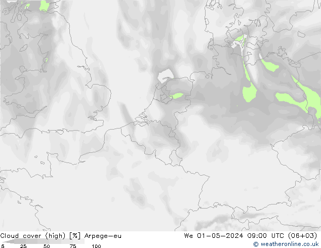 Wolken (hohe) Arpege-eu Mi 01.05.2024 09 UTC