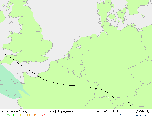 Jet stream/Height 300 hPa Arpege-eu Th 02.05.2024 18 UTC