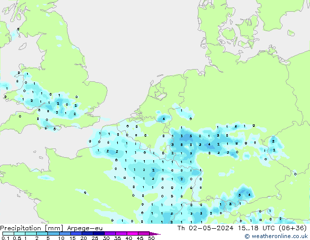 Precipitation Arpege-eu Th 02.05.2024 18 UTC