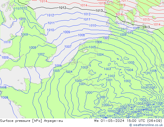 Surface pressure Arpege-eu We 01.05.2024 15 UTC