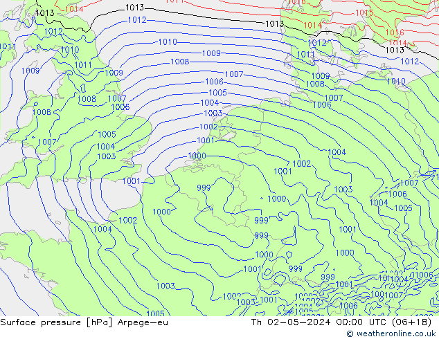 Bodendruck Arpege-eu Do 02.05.2024 00 UTC