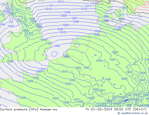 Bodendruck Arpege-eu Do 02.05.2024 09 UTC