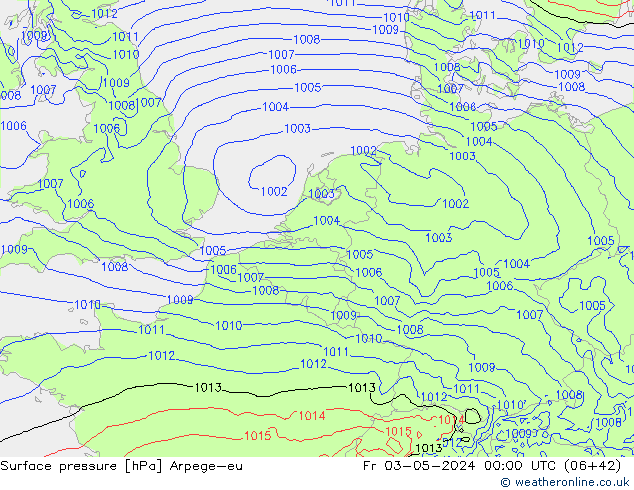 приземное давление Arpege-eu пт 03.05.2024 00 UTC