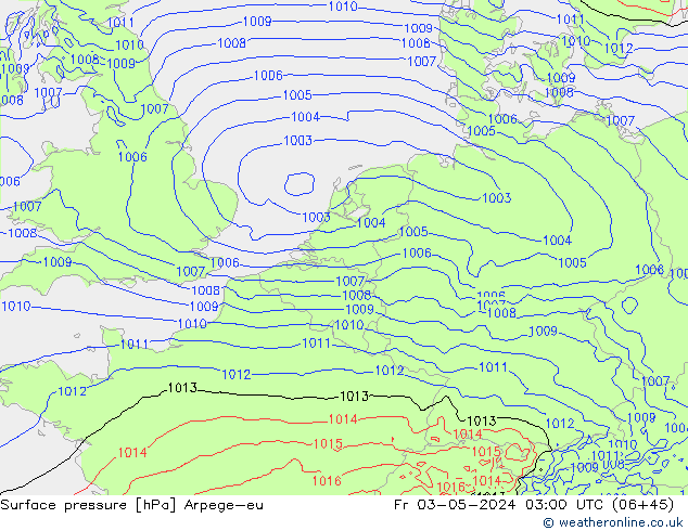 Surface pressure Arpege-eu Fr 03.05.2024 03 UTC