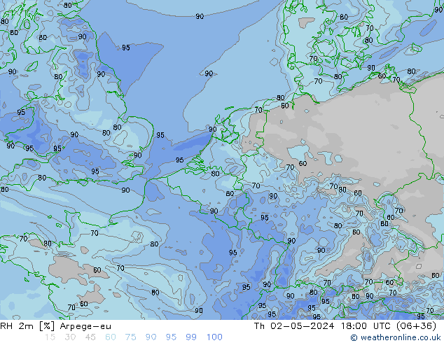 RH 2m Arpege-eu Th 02.05.2024 18 UTC