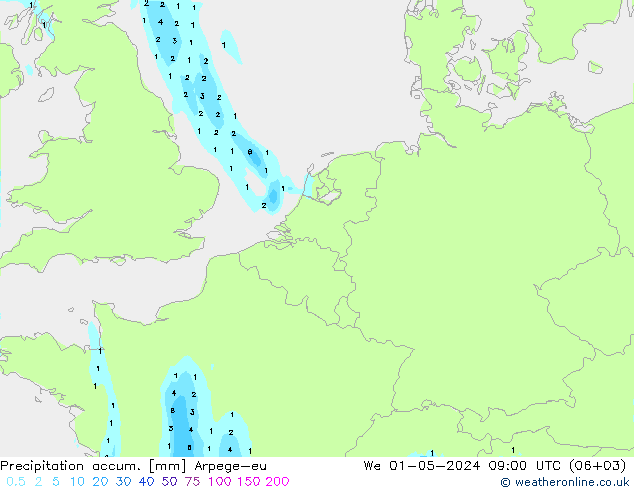 Nied. akkumuliert Arpege-eu Mi 01.05.2024 09 UTC