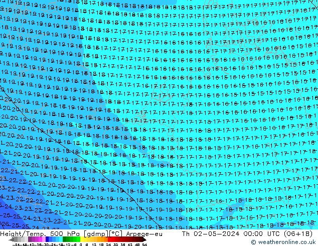 Height/Temp. 500 hPa Arpege-eu czw. 02.05.2024 00 UTC