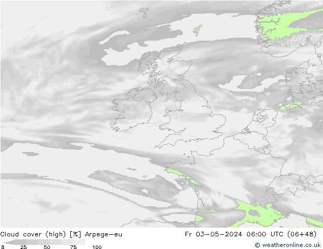 Bewolking (Hoog) Arpege-eu vr 03.05.2024 06 UTC