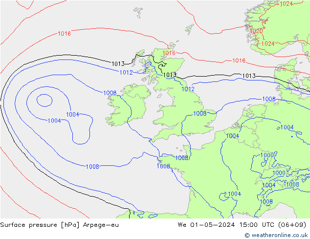 Atmosférický tlak Arpege-eu St 01.05.2024 15 UTC