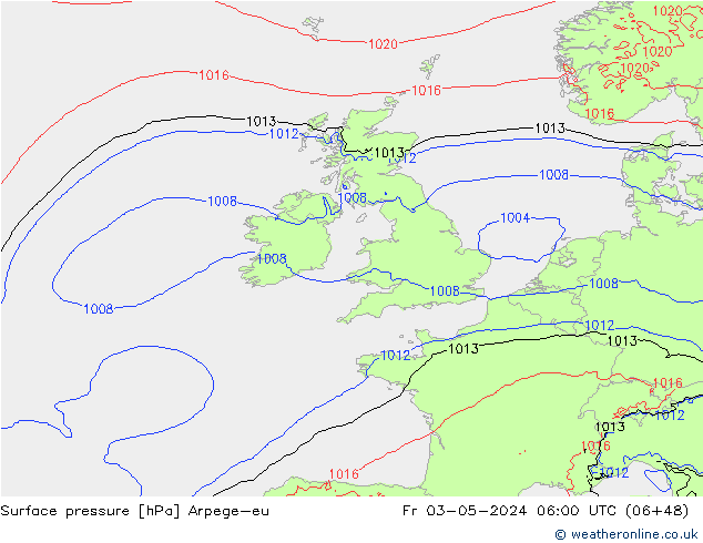 Surface pressure Arpege-eu Fr 03.05.2024 06 UTC