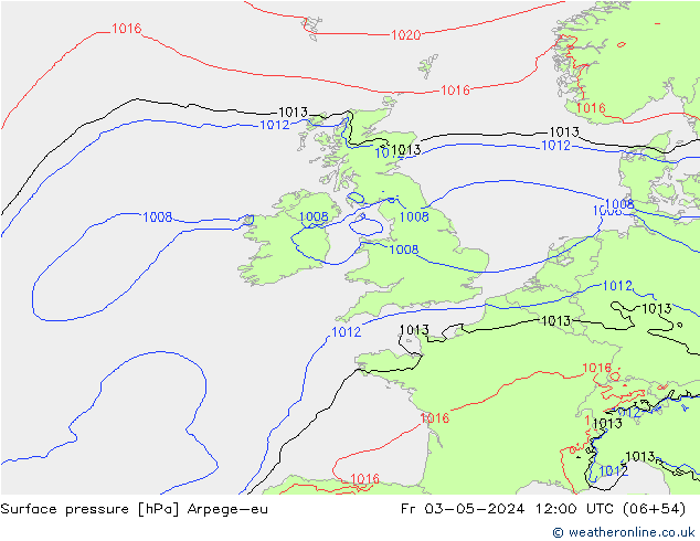 Luchtdruk (Grond) Arpege-eu vr 03.05.2024 12 UTC