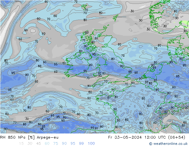 850 hPa Nispi Nem Arpege-eu Cu 03.05.2024 12 UTC