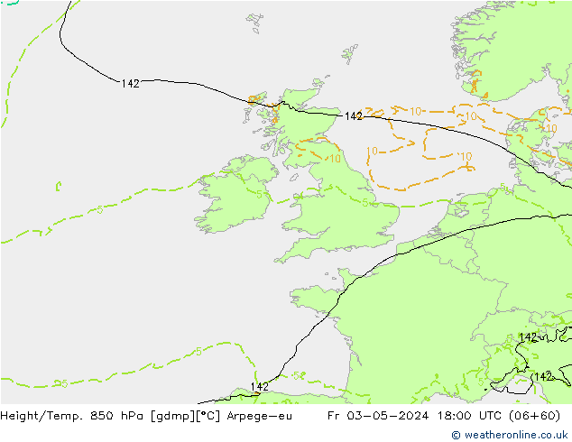 Height/Temp. 850 hPa Arpege-eu Fr 03.05.2024 18 UTC