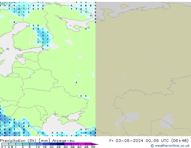 Yağış (6h) Arpege-eu Cu 03.05.2024 06 UTC