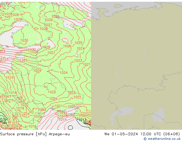 Surface pressure Arpege-eu We 01.05.2024 12 UTC