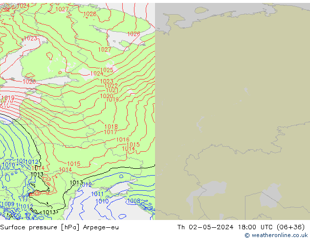 Surface pressure Arpege-eu Th 02.05.2024 18 UTC