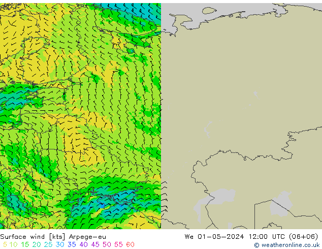 Surface wind Arpege-eu We 01.05.2024 12 UTC