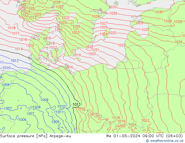 pression de l'air Arpege-eu mer 01.05.2024 09 UTC