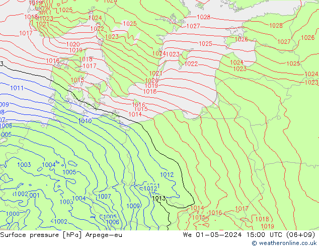 Surface pressure Arpege-eu We 01.05.2024 15 UTC