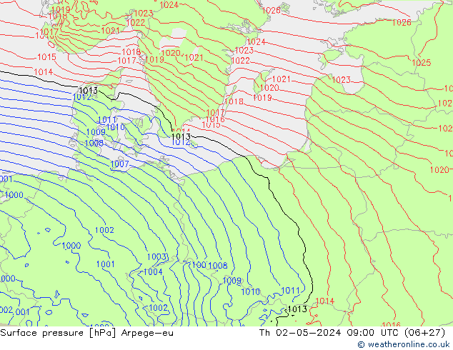 ciśnienie Arpege-eu czw. 02.05.2024 09 UTC