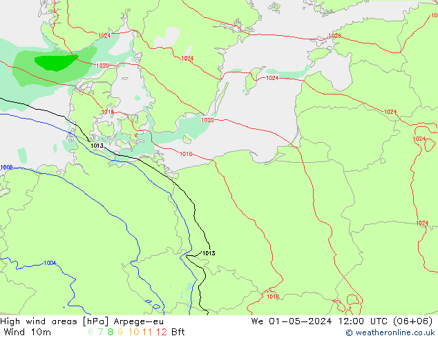 High wind areas Arpege-eu Qua 01.05.2024 12 UTC