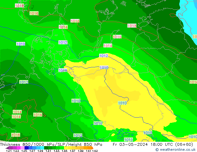 Schichtdicke 850-1000 hPa Arpege-eu Fr 03.05.2024 18 UTC