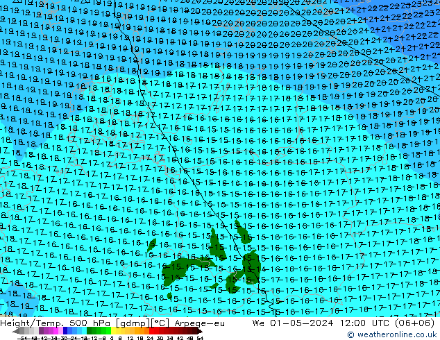 Height/Temp. 500 гПа Arpege-eu ср 01.05.2024 12 UTC