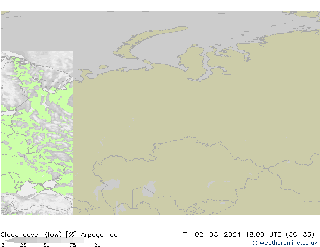 Nubi basse Arpege-eu gio 02.05.2024 18 UTC