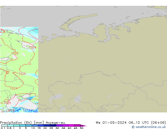 Precipitation (6h) Arpege-eu We 01.05.2024 12 UTC